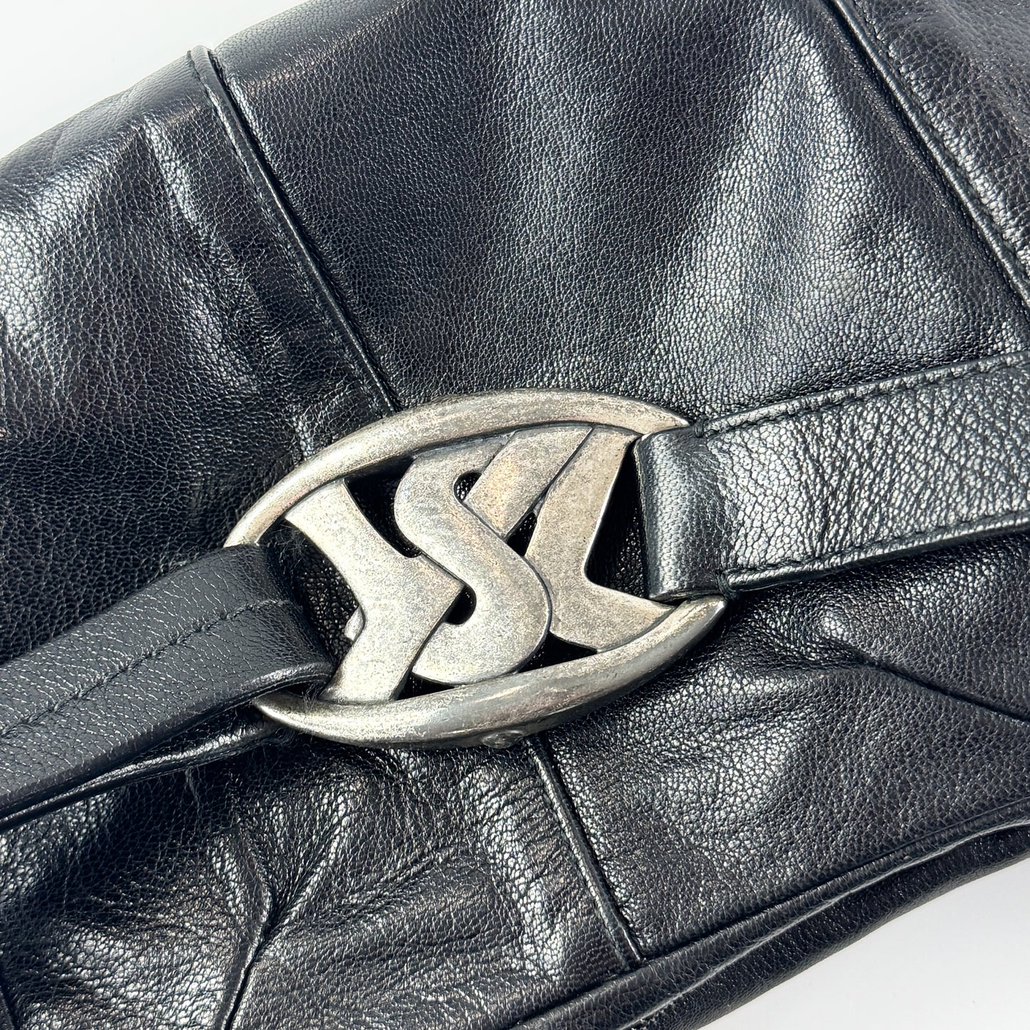 Yves Saint Laurent Shoulder Bag with Silver Logo Buckle FW2003