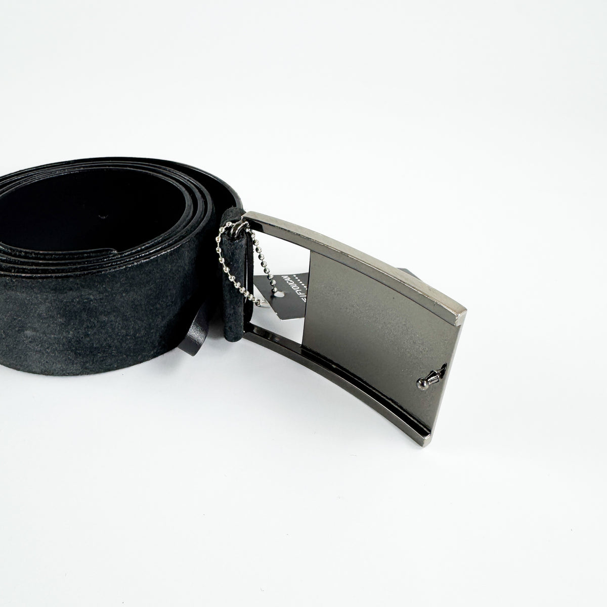 Gucci by Tom Ford Suede Leather Belt with Large Silver Buckle 2000s