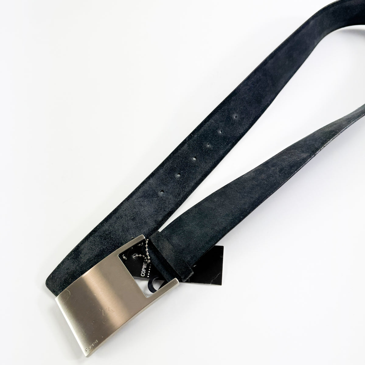 Gucci by Tom Ford Suede Leather Belt with Large Silver Buckle 2000s