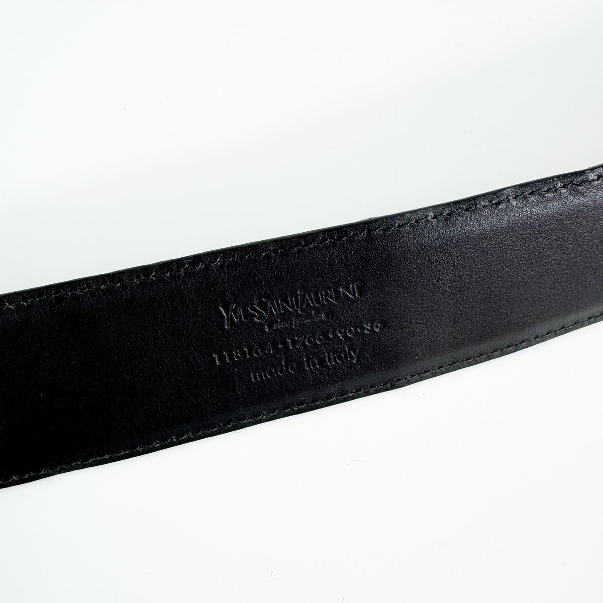 Yves Saint Laurent Leather Belt with Silver YSL Logo Buckle FW2003