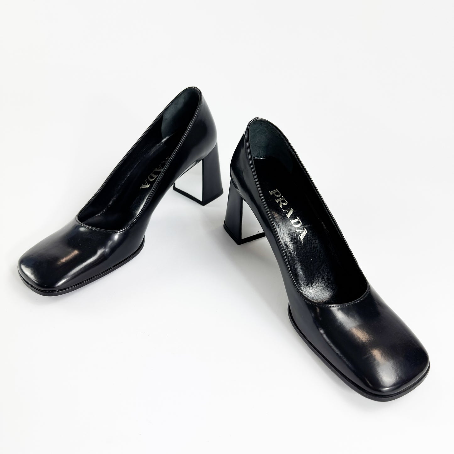 Prada Mirrored Square Toe Block Heels SS1999