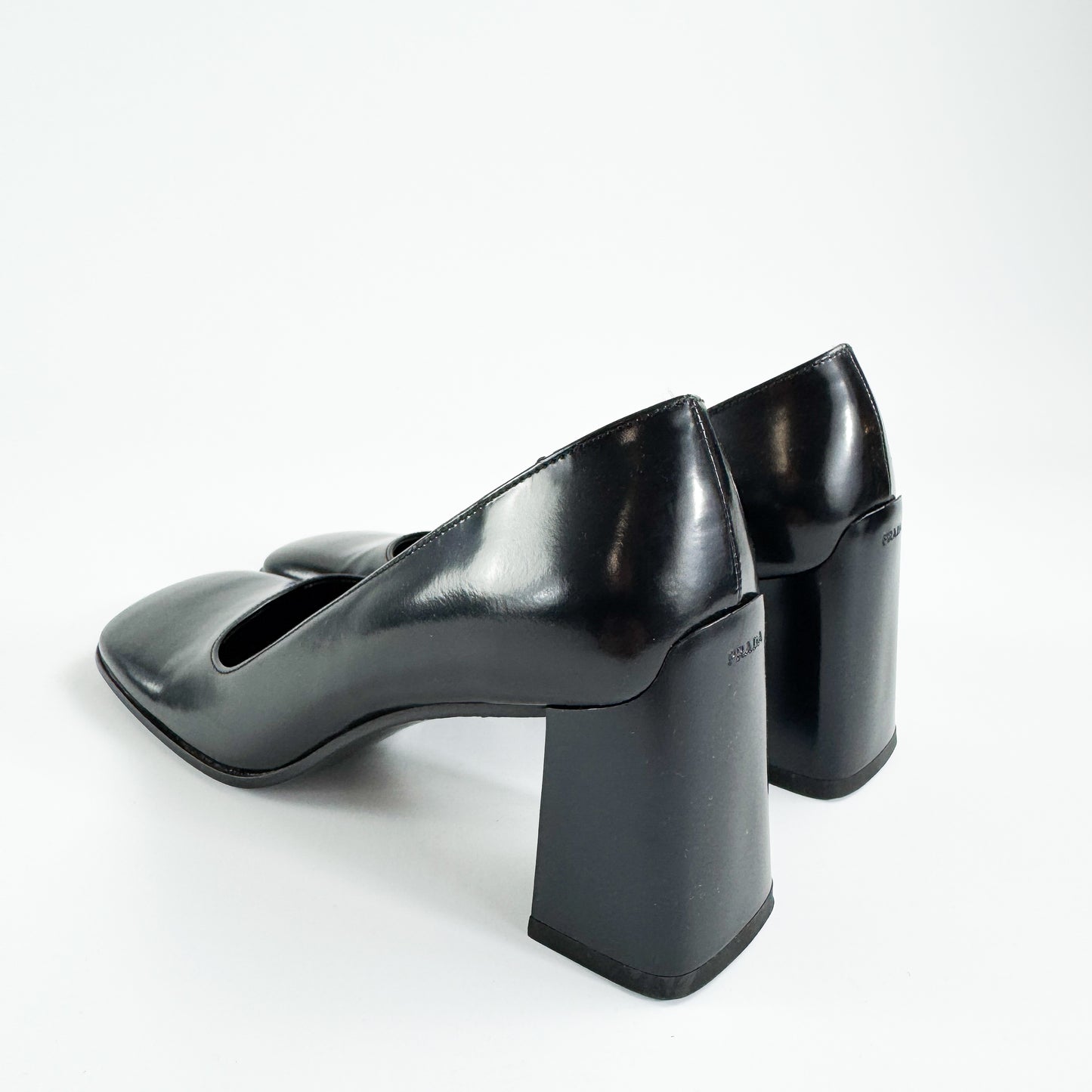 Prada Mirrored Square Toe Block Heels SS1999