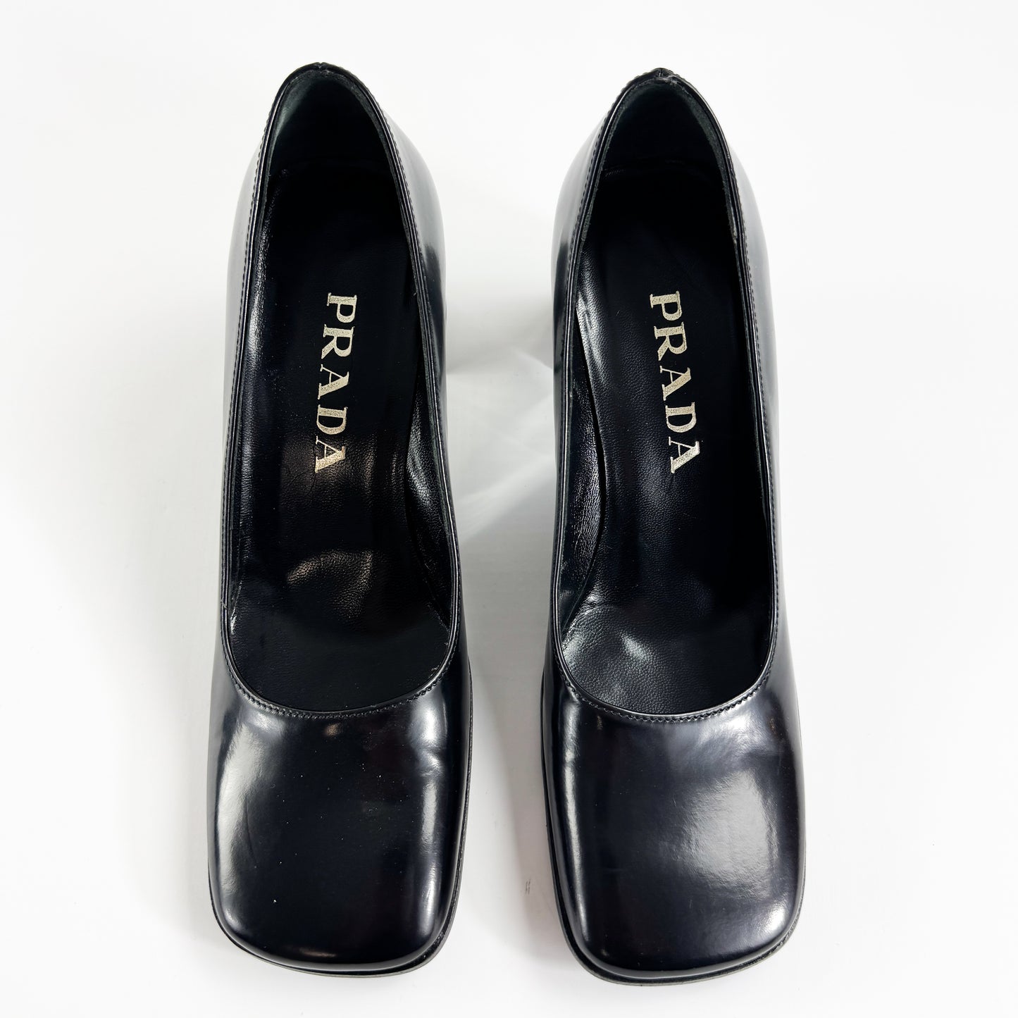 Prada Mirrored Square Toe Block Heels SS1999
