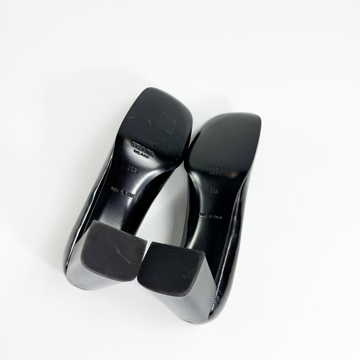 Prada Mirrored Square Toe Block Heels SS1999