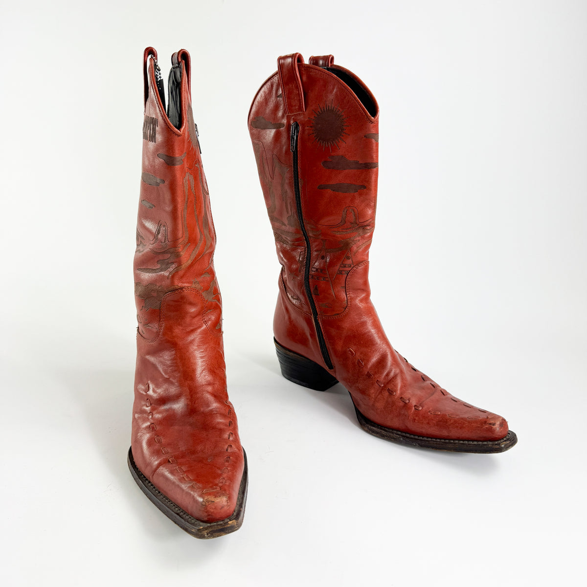 Dsquared2 Red "Five Star Camping" Cowboy Boots 2000s