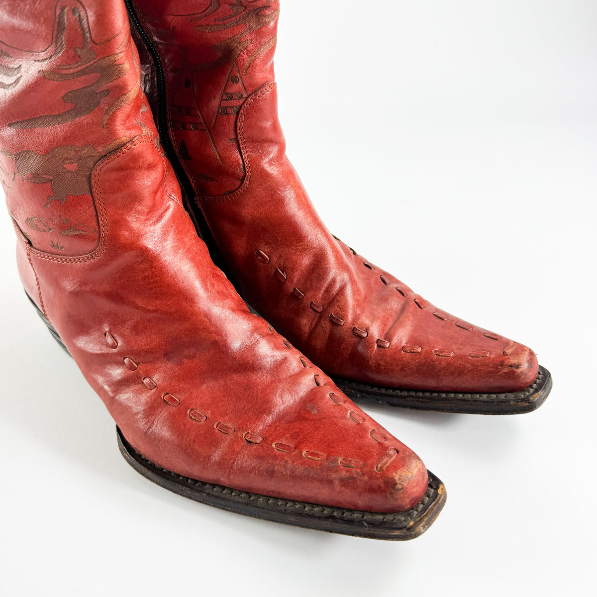 Dsquared2 Red "Five Star Camping" Cowboy Boots 2000s