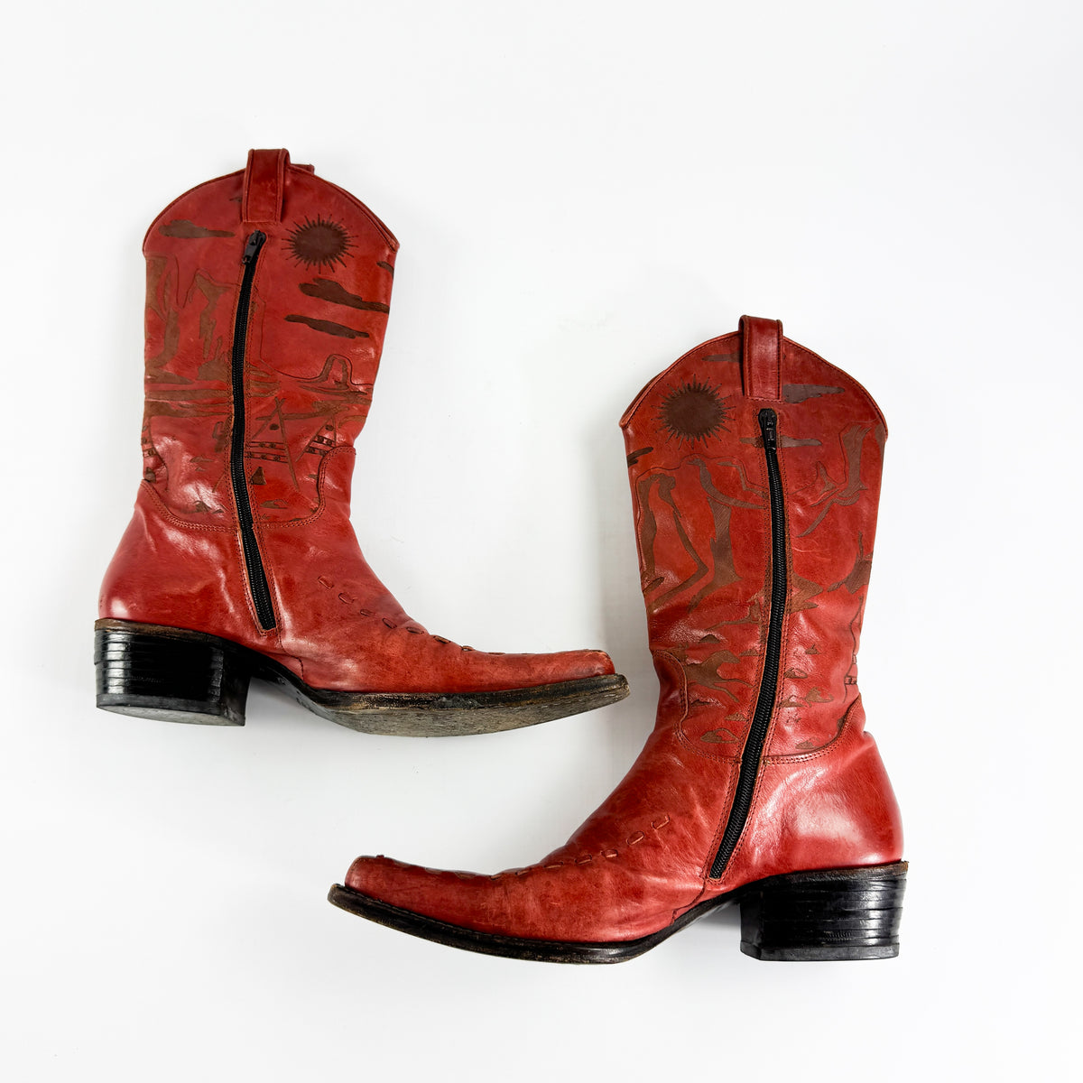Dsquared2 Red "Five Star Camping" Cowboy Boots 2000s