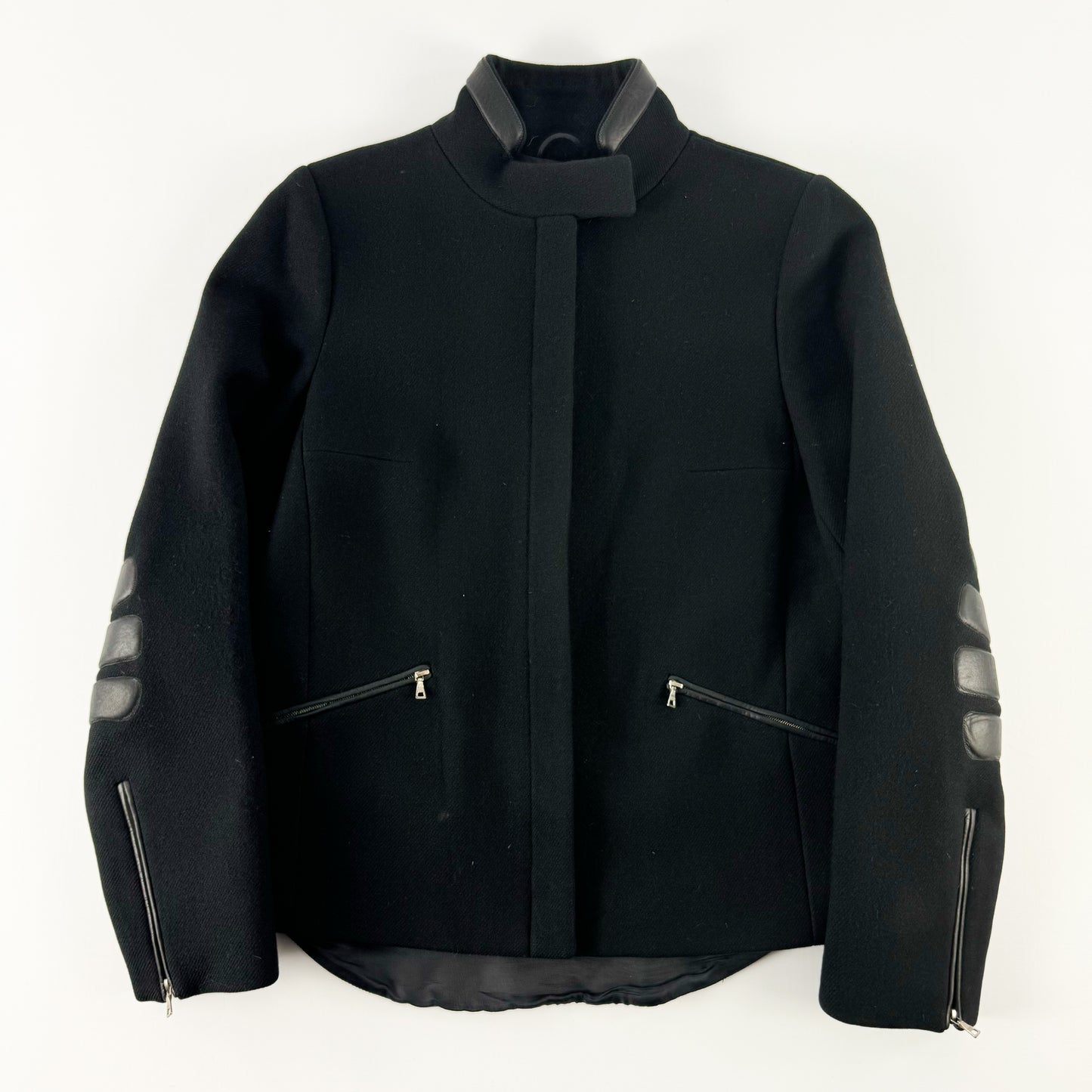 Prada Leather Padding Biker Wool Jacket FW1999