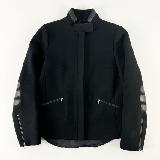 Prada Leather Padding Biker Wool Jacket FW1999