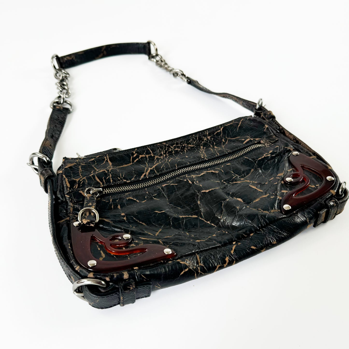 Miu Miu Cracked Leather Shoulder Bag FW2004