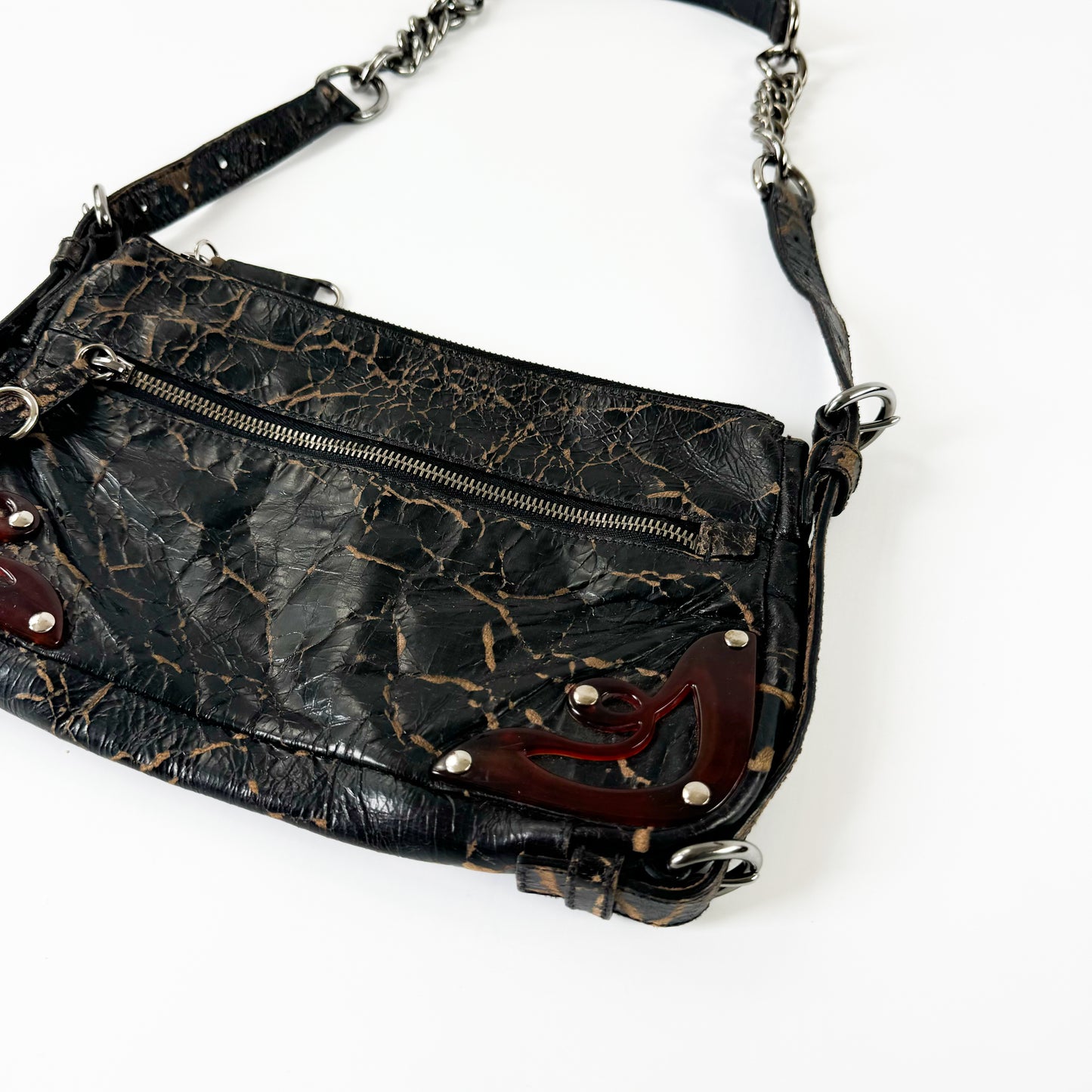 Miu Miu Cracked Leather Shoulder Bag FW2004