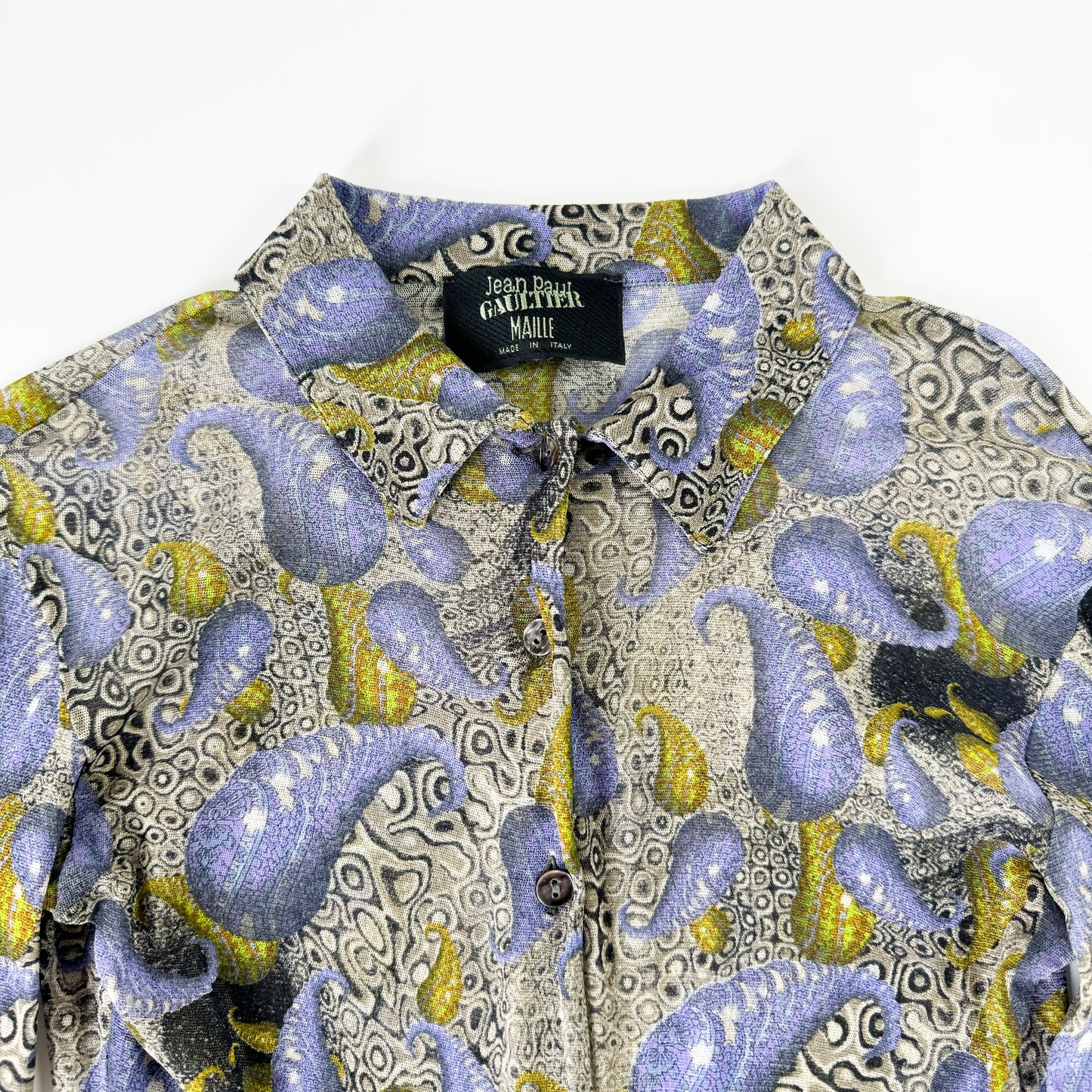 Jean Paul Gaultier Op-Art Paisley Mesh Button Up FW1996