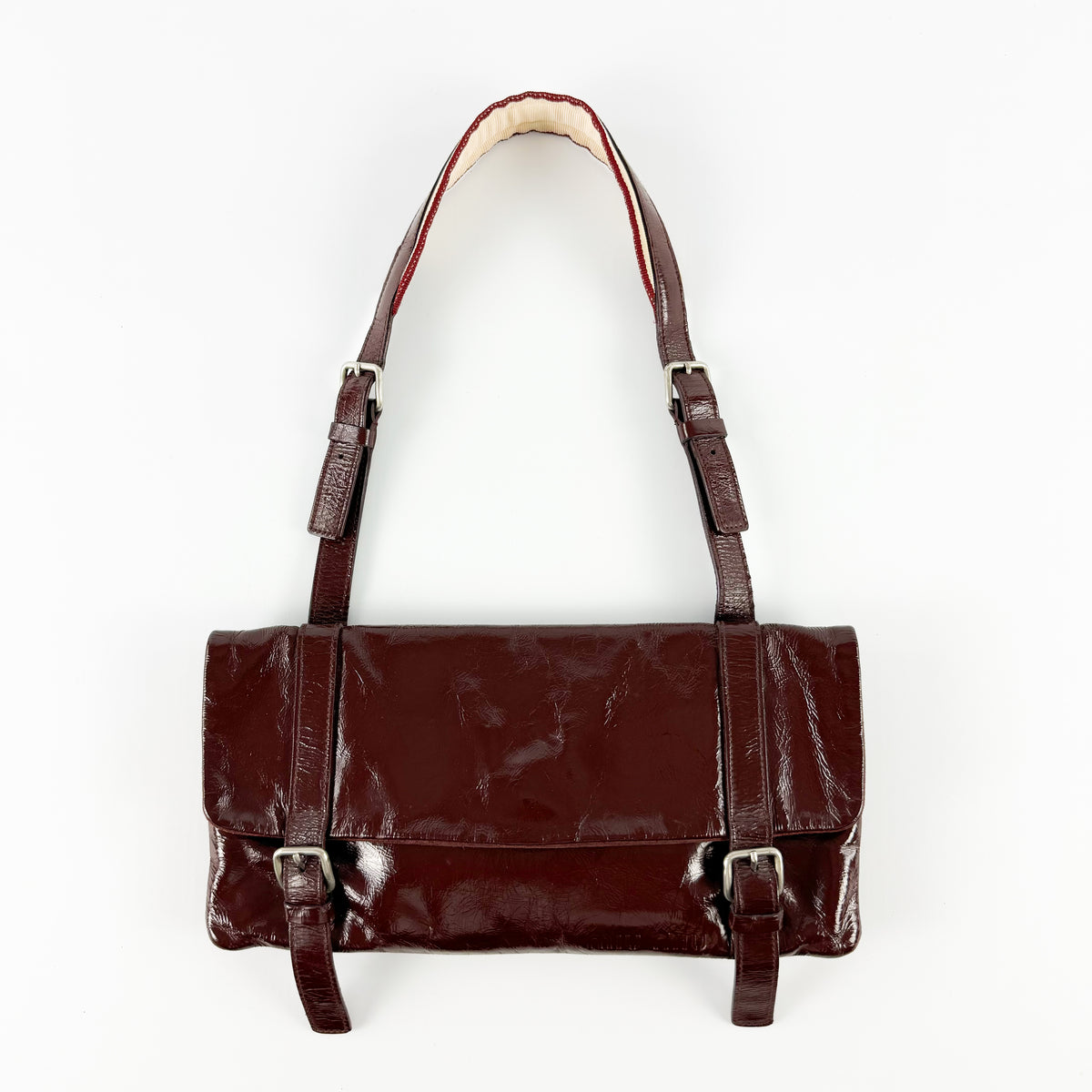 Miu Miu Belted Patent Leather Shoulder Bag SS2000