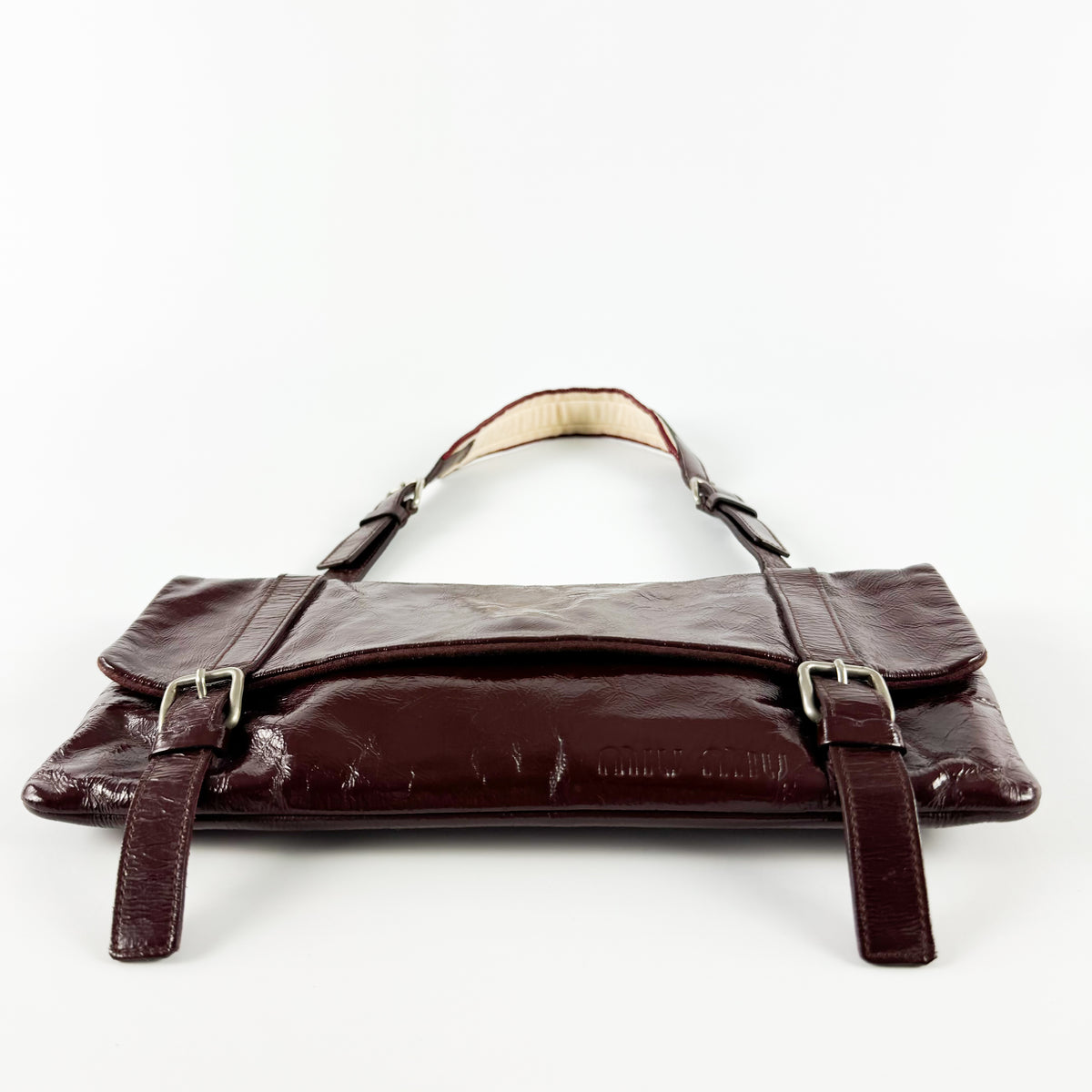 Miu Miu Belted Patent Leather Shoulder Bag SS2000