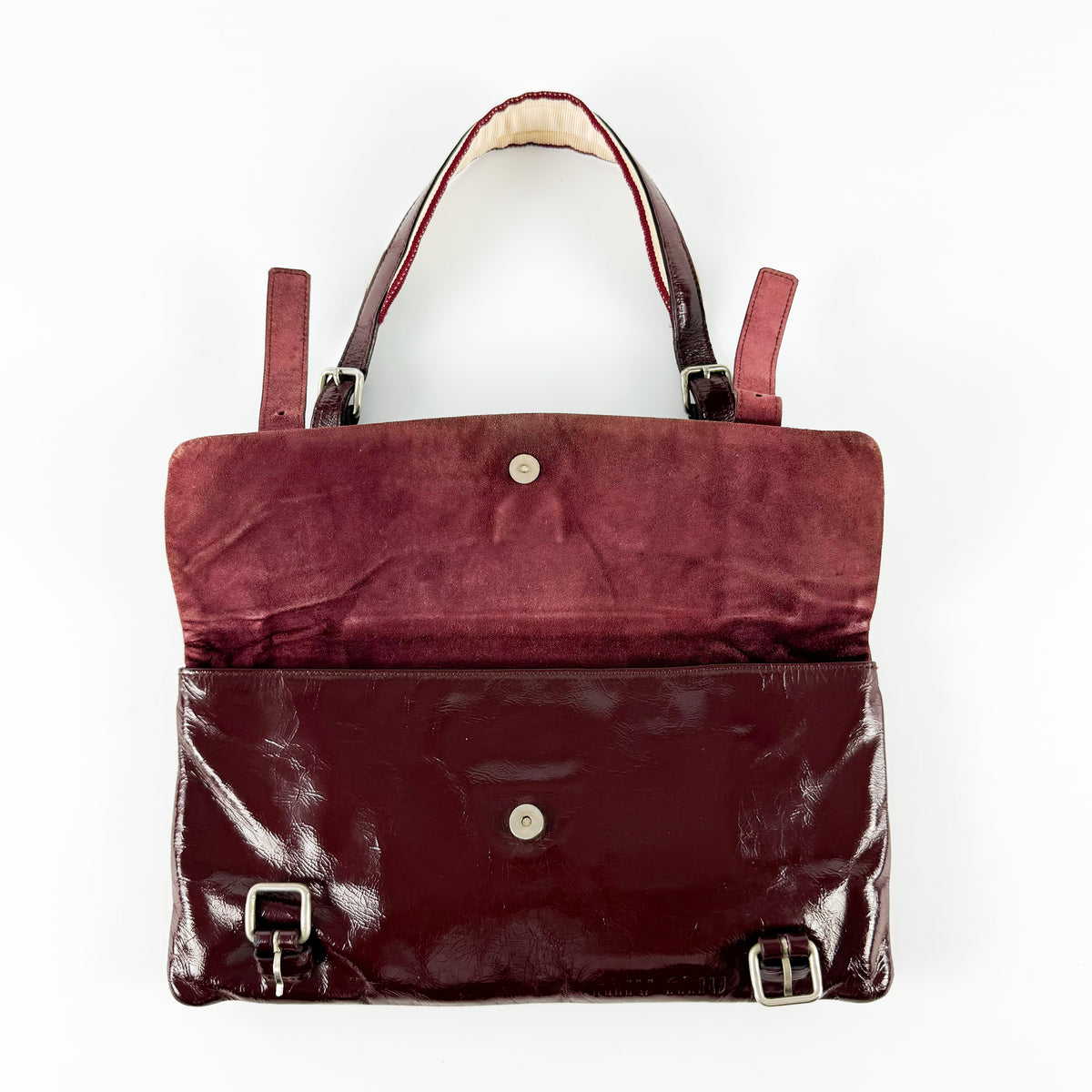 Miu Miu Belted Patent Leather Shoulder Bag SS2000