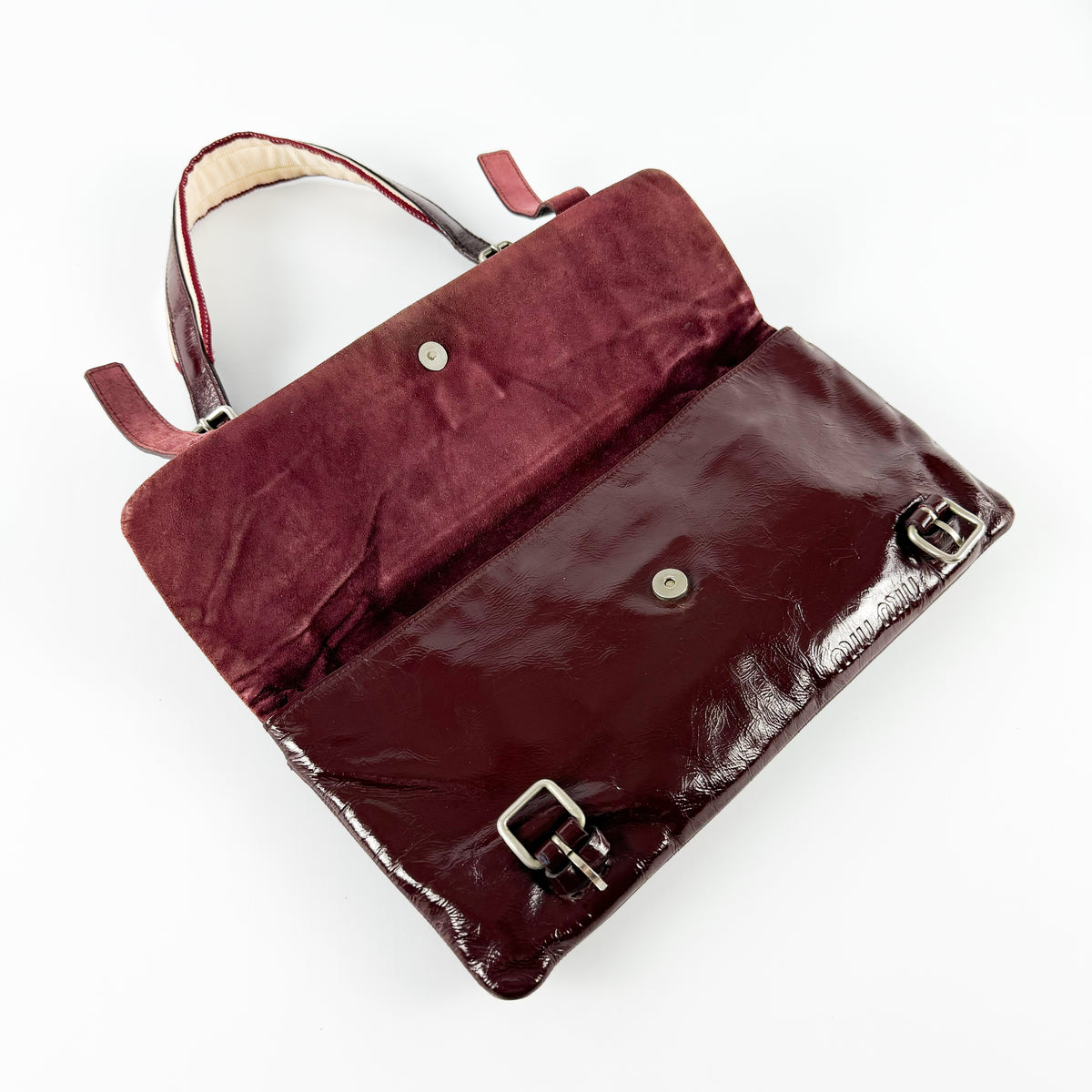 Miu Miu Belted Patent Leather Shoulder Bag SS2000