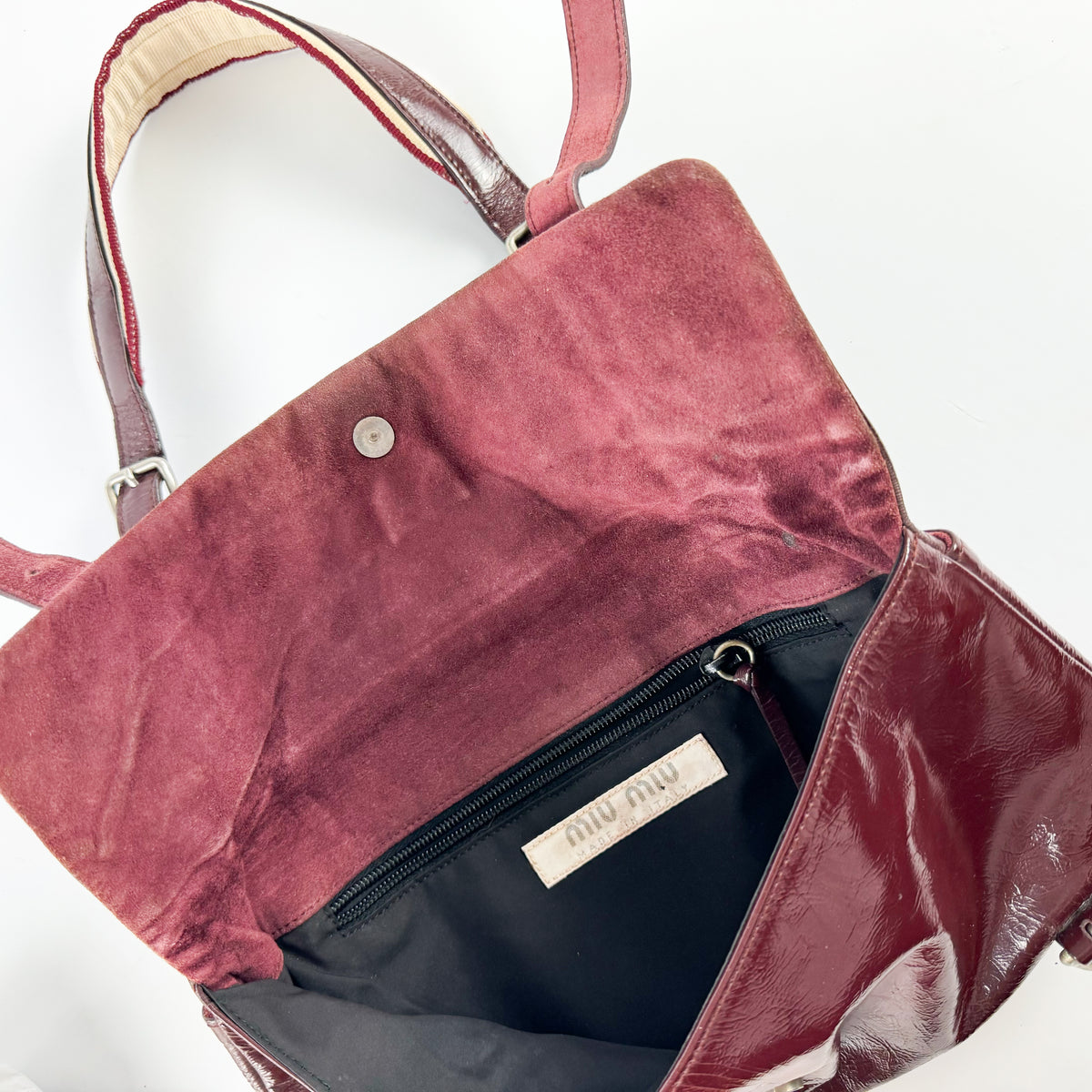 Miu Miu Belted Patent Leather Shoulder Bag SS2000