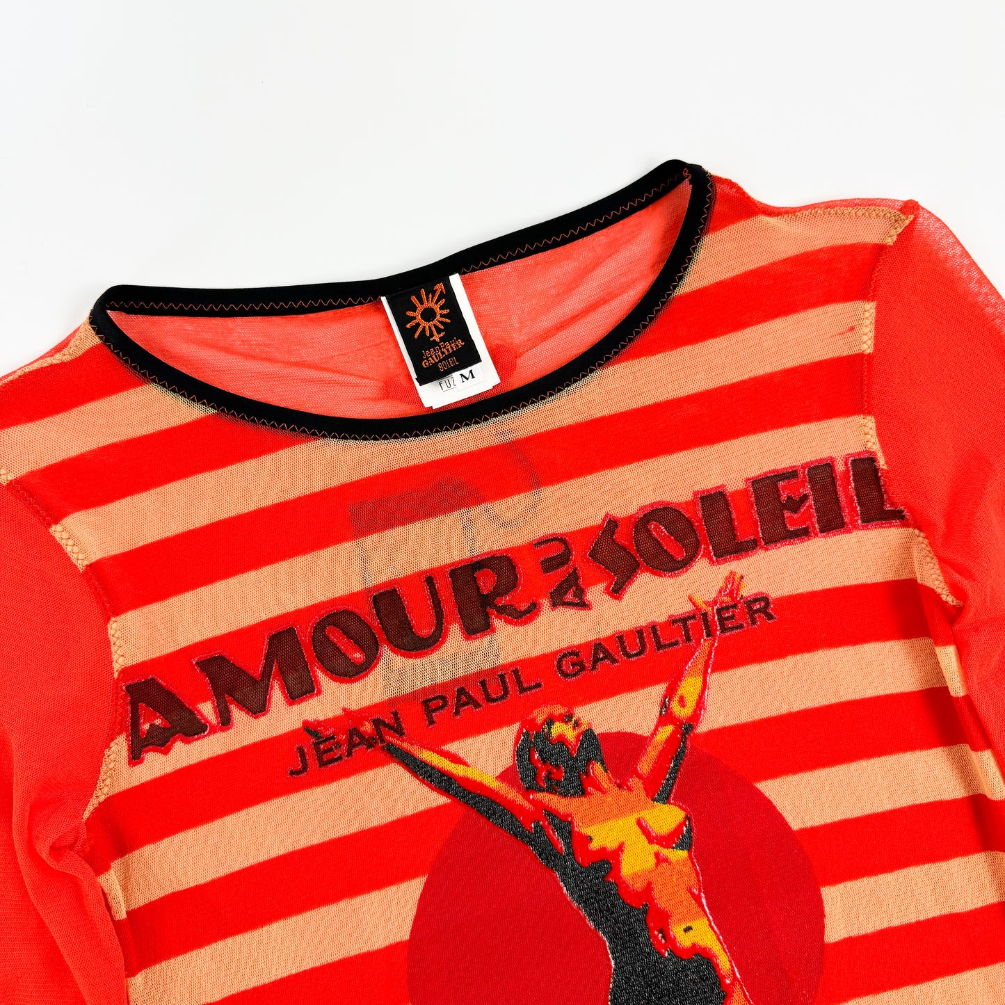 Jean Paul Gaultier "Amour au Soleil" Striped Mesh Long Sleeve SS2005