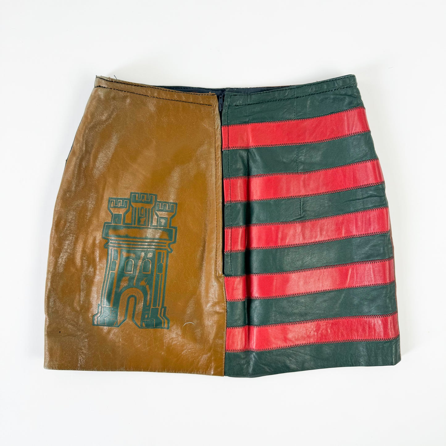 Jean Paul Gaultier Lion & Castle Leather Mini Skirt SS1986