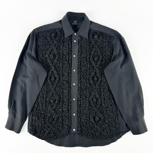 Jean Paul Gaultier Homme Cable Knit Silk Button Up 1980s