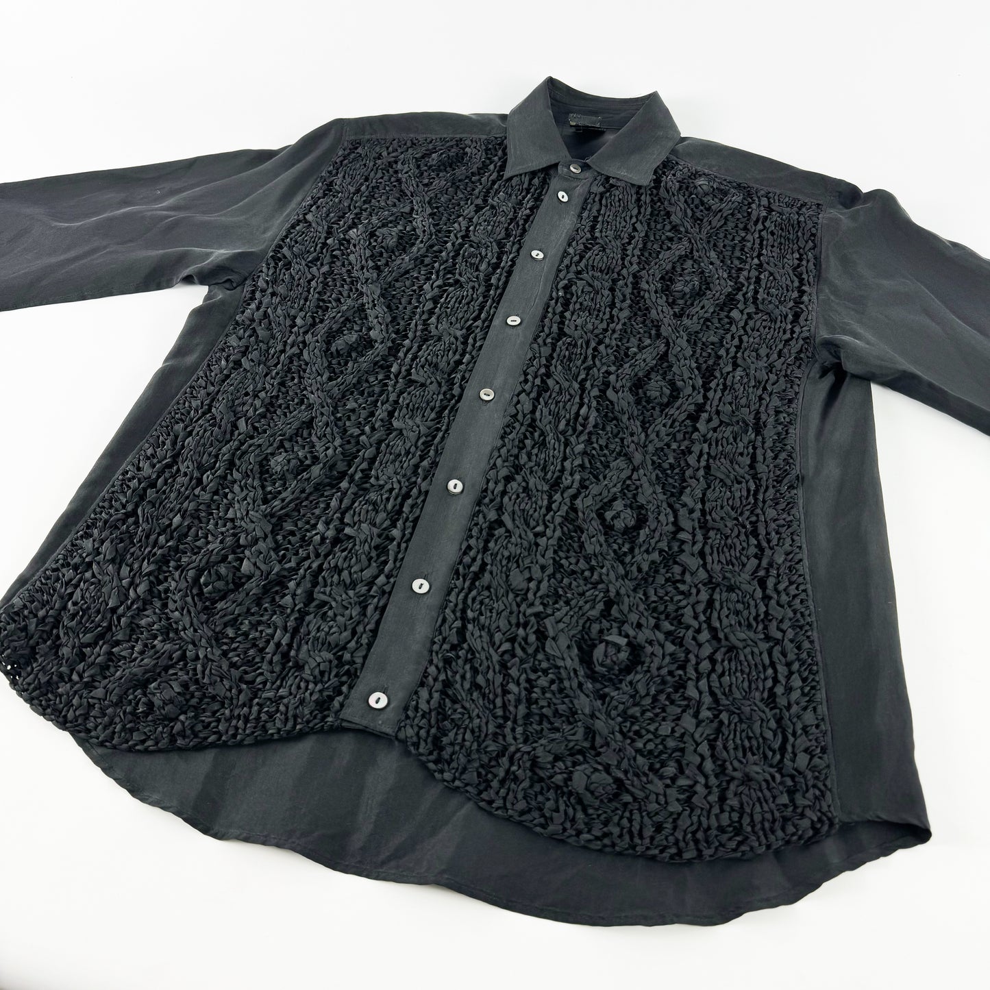 Jean Paul Gaultier Homme Cable Knit Silk Button Up 1980s