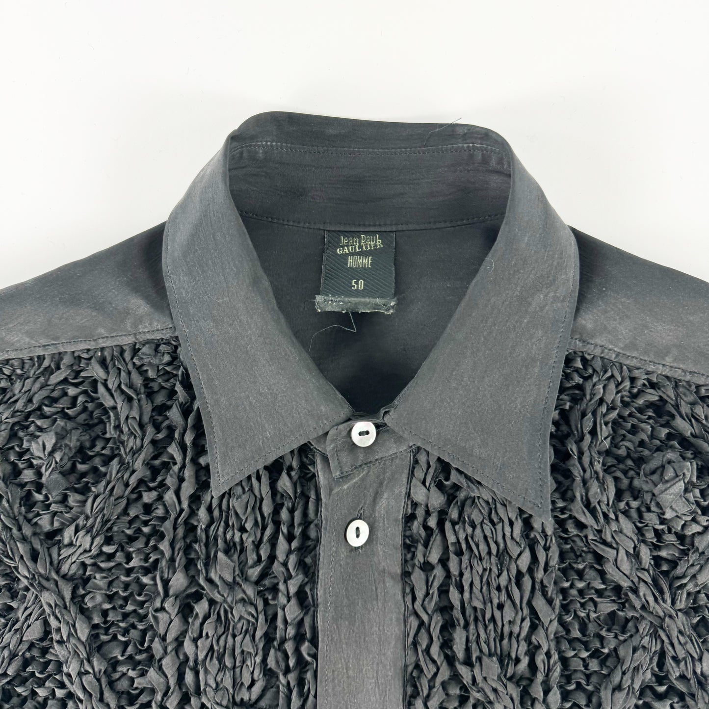 Jean Paul Gaultier Homme Cable Knit Silk Button Up 1980s