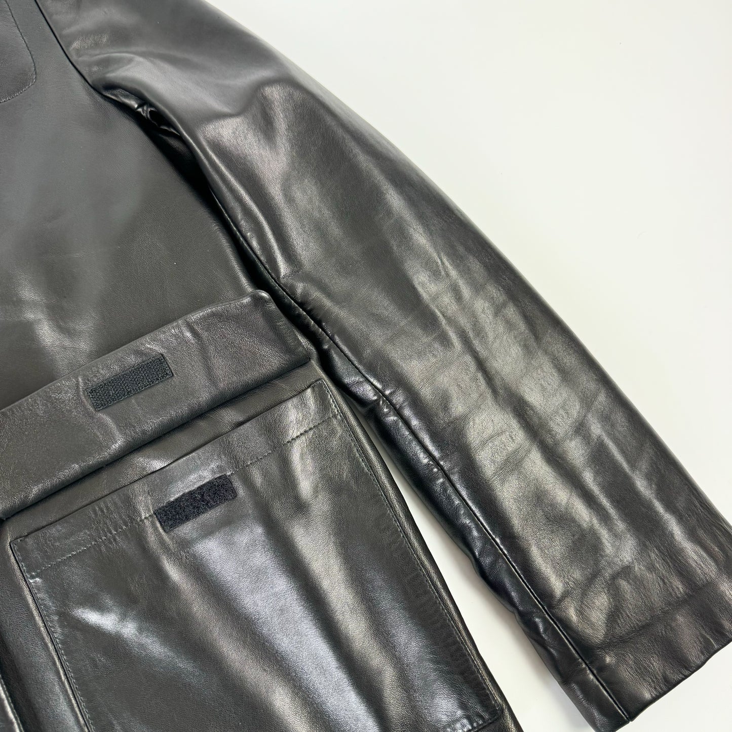 Prada Black Velcro Buckle Leather Jacket FW1999