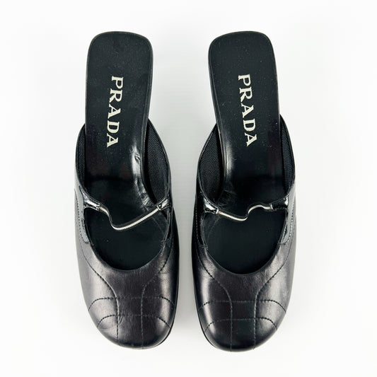 Prada Sporty Leather Kitten Heels SS2000