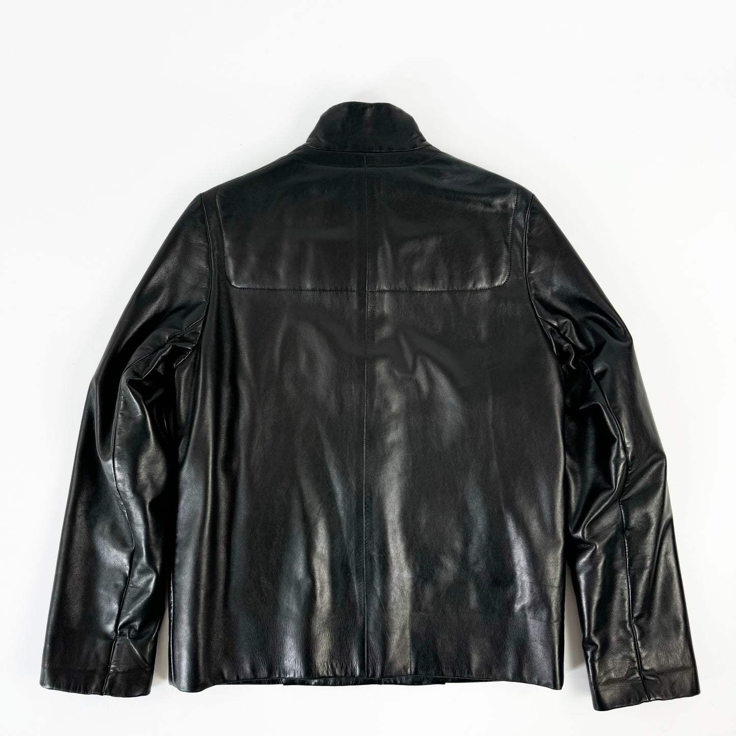 Prada Black Velcro Buckle Leather Jacket FW1999