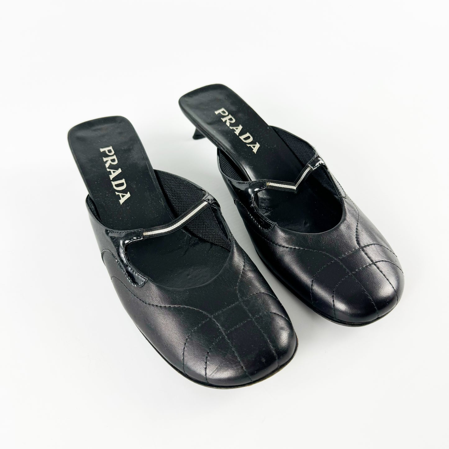 Prada Sporty Leather Kitten Heels SS2000