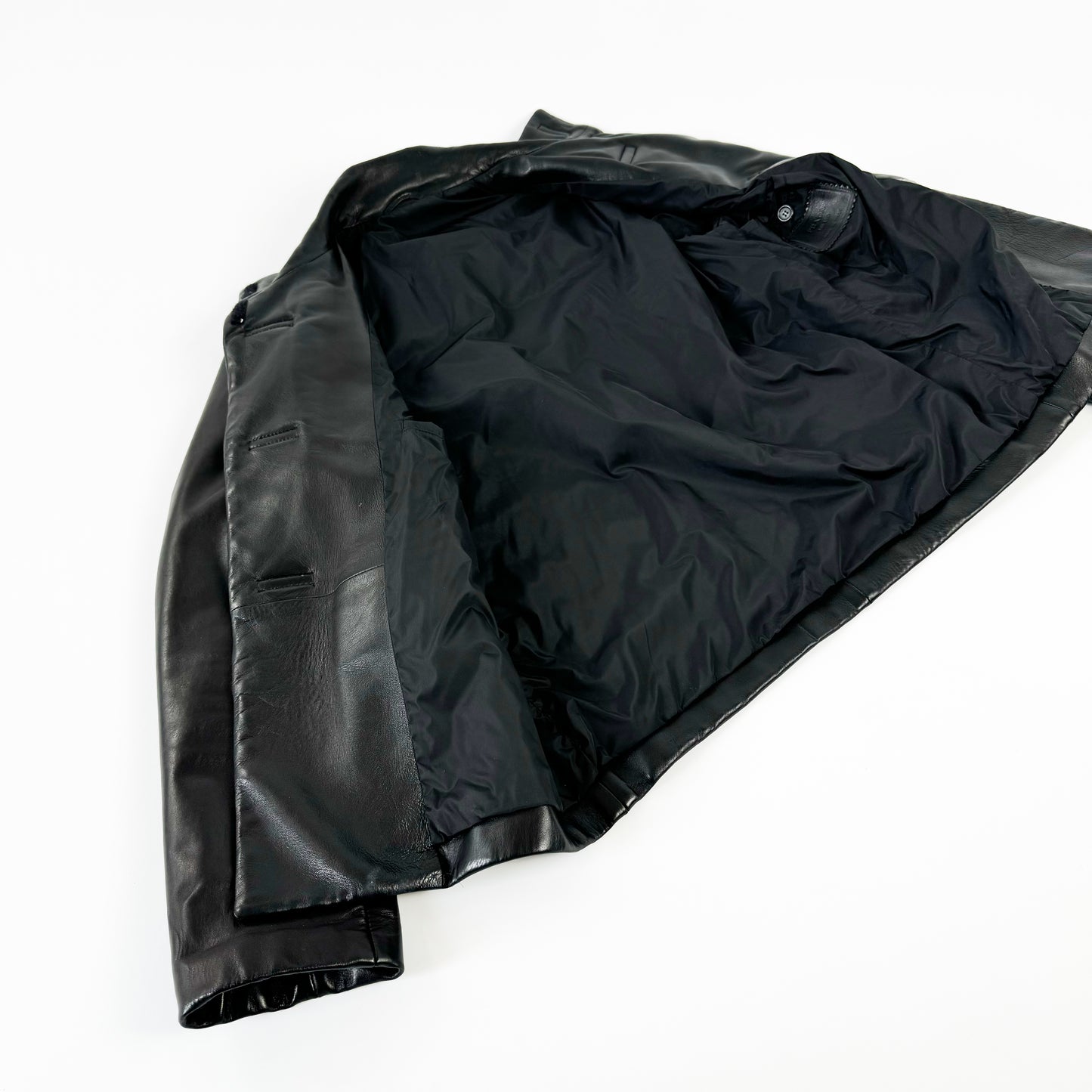 Prada Black Velcro Buckle Leather Jacket FW1999