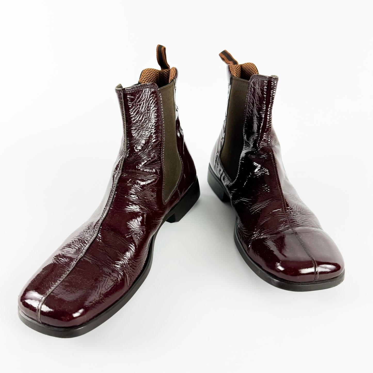 Miu Miu Men's Aubergine Patent Leather Boots FW1999