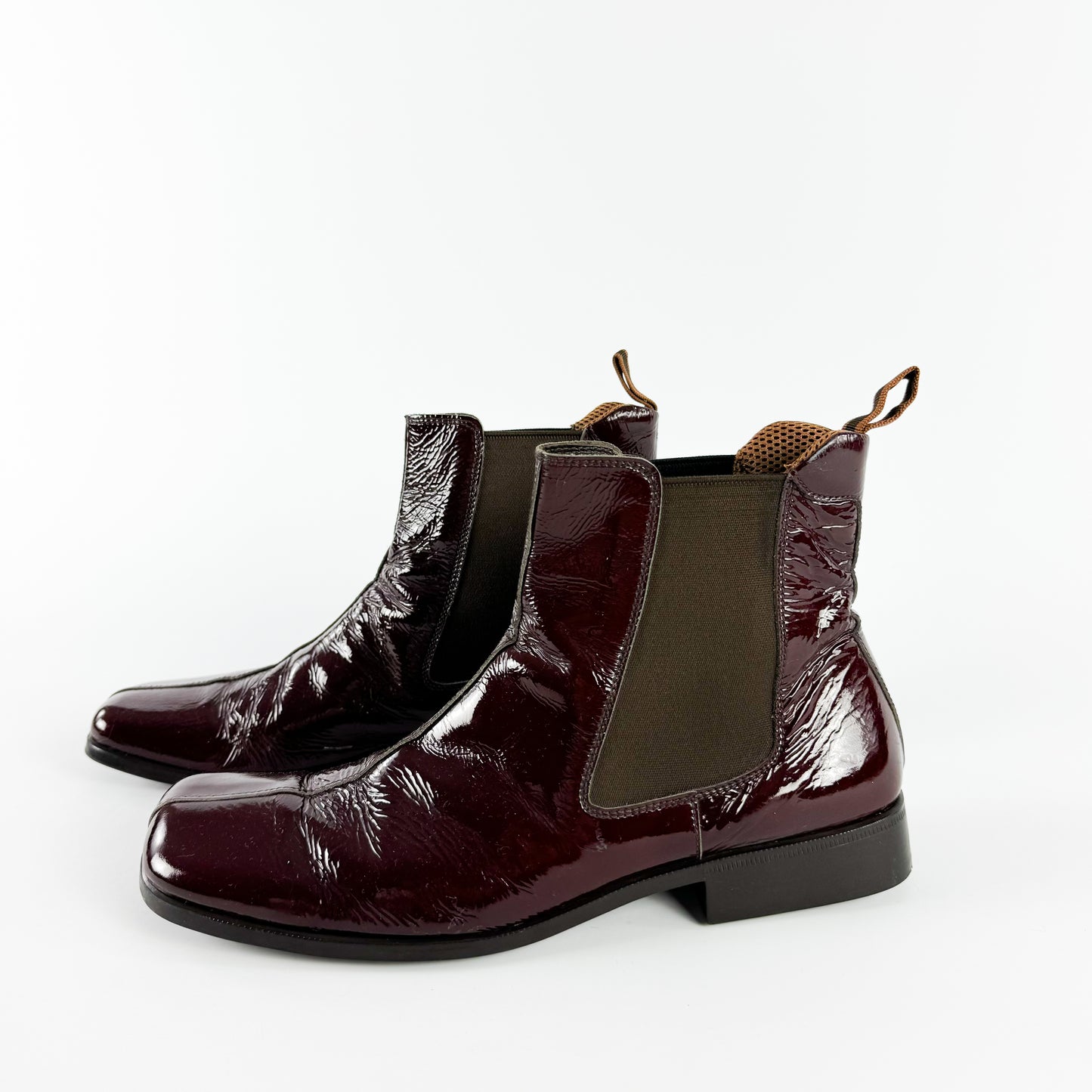 Miu Miu Men's Aubergine Patent Leather Boots FW1999