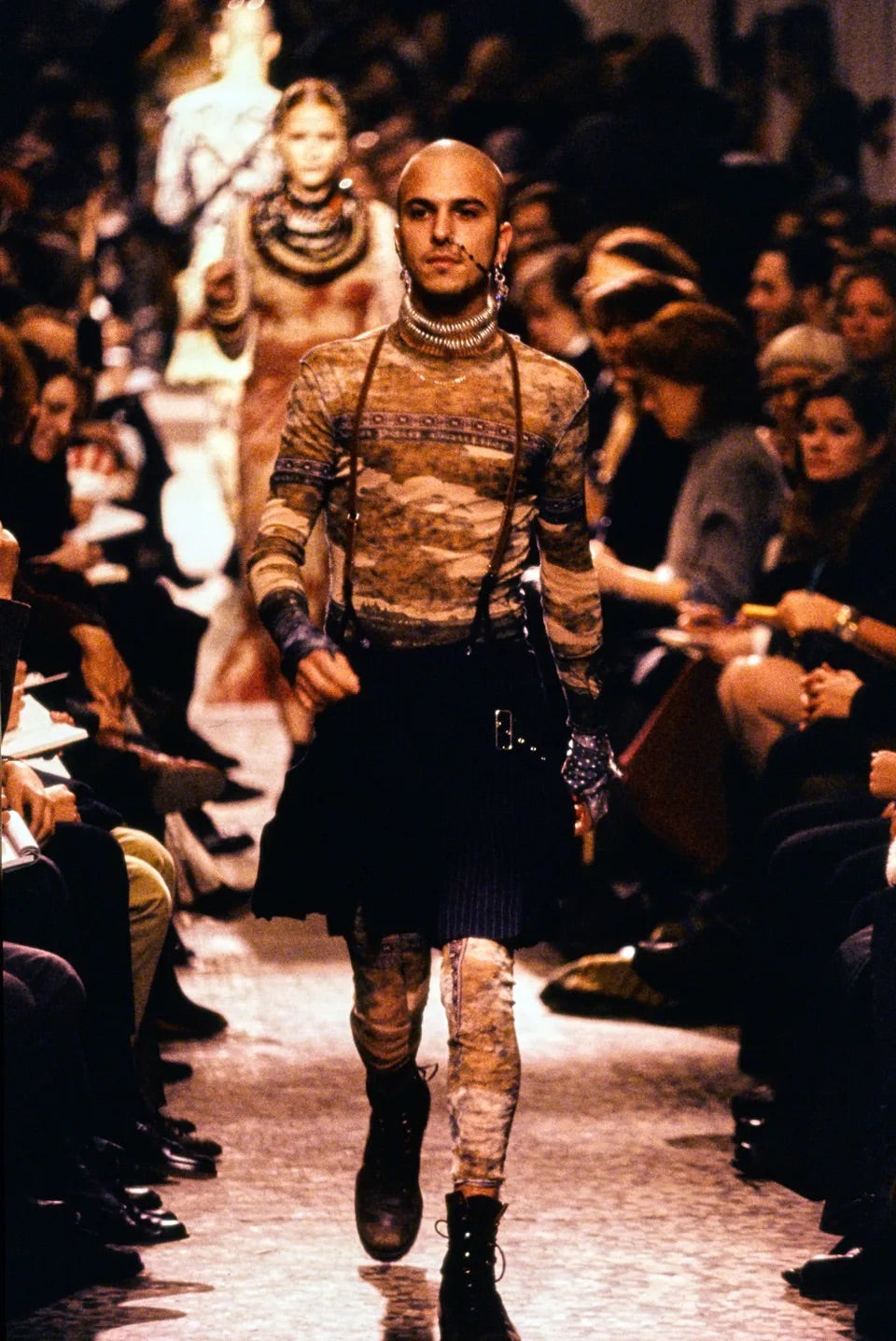 Jean Paul Gaultier Woman With Sword Runway Mesh Set SS1994