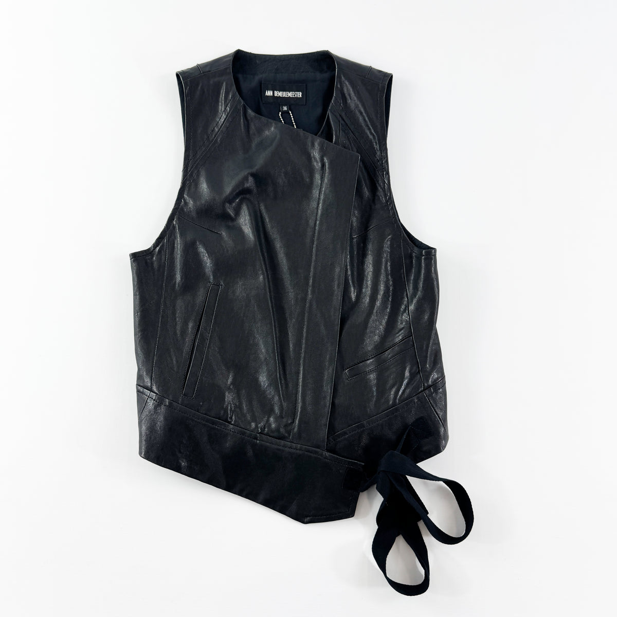 Ann Demeulemeester Asymmetrical Leather Biker Vest 2000s