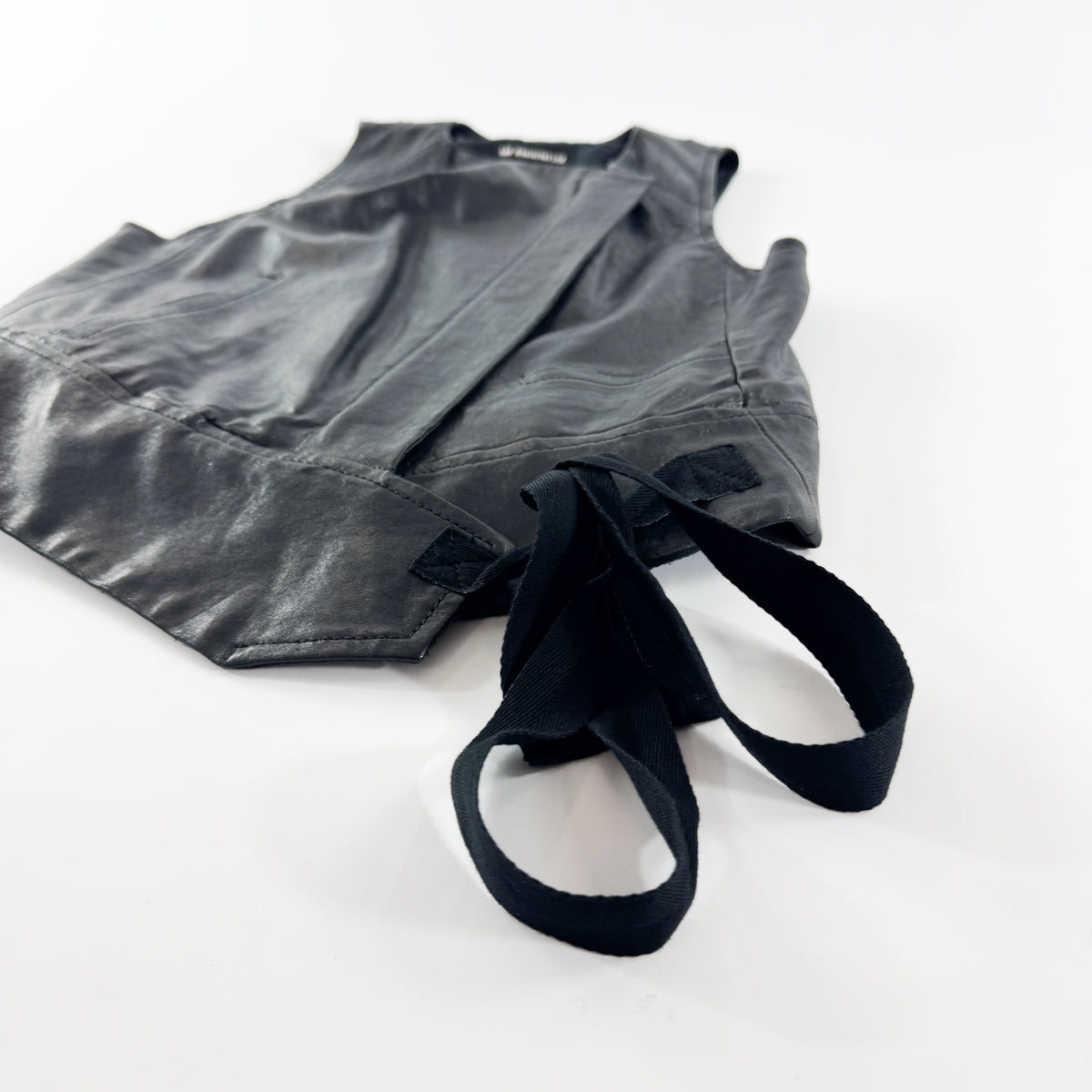 Ann Demeulemeester Asymmetrical Leather Biker Vest 2000s
