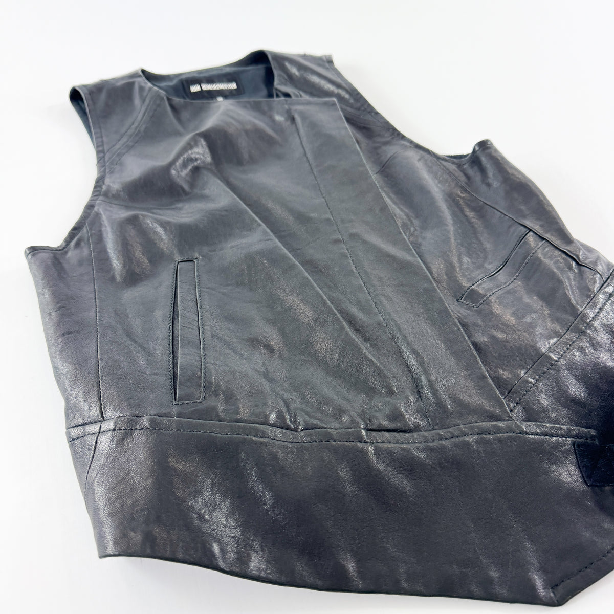 Ann Demeulemeester Asymmetrical Leather Biker Vest 2000s