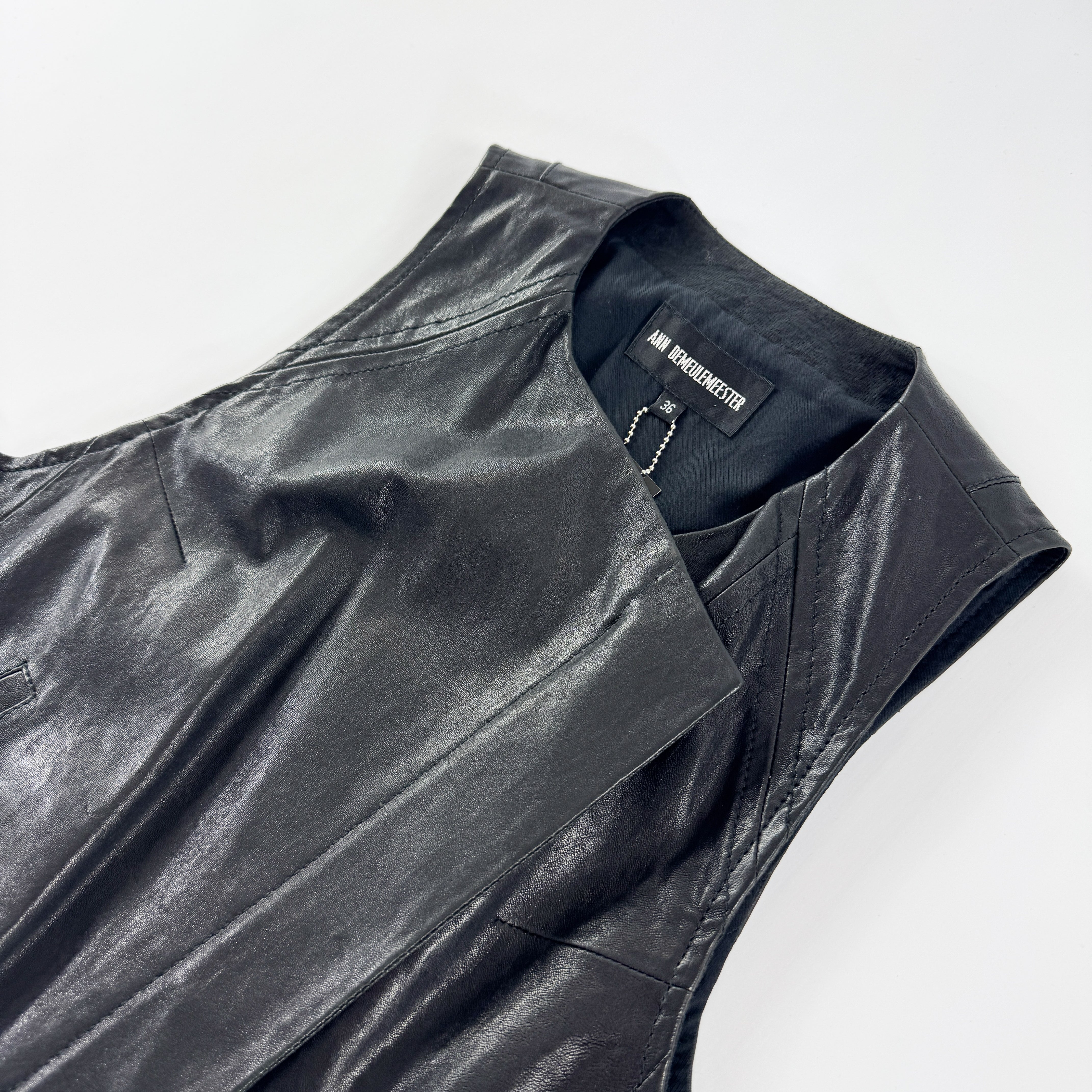 Ann Demeulemeester Asymmetrical Leather Biker Vest 2000s