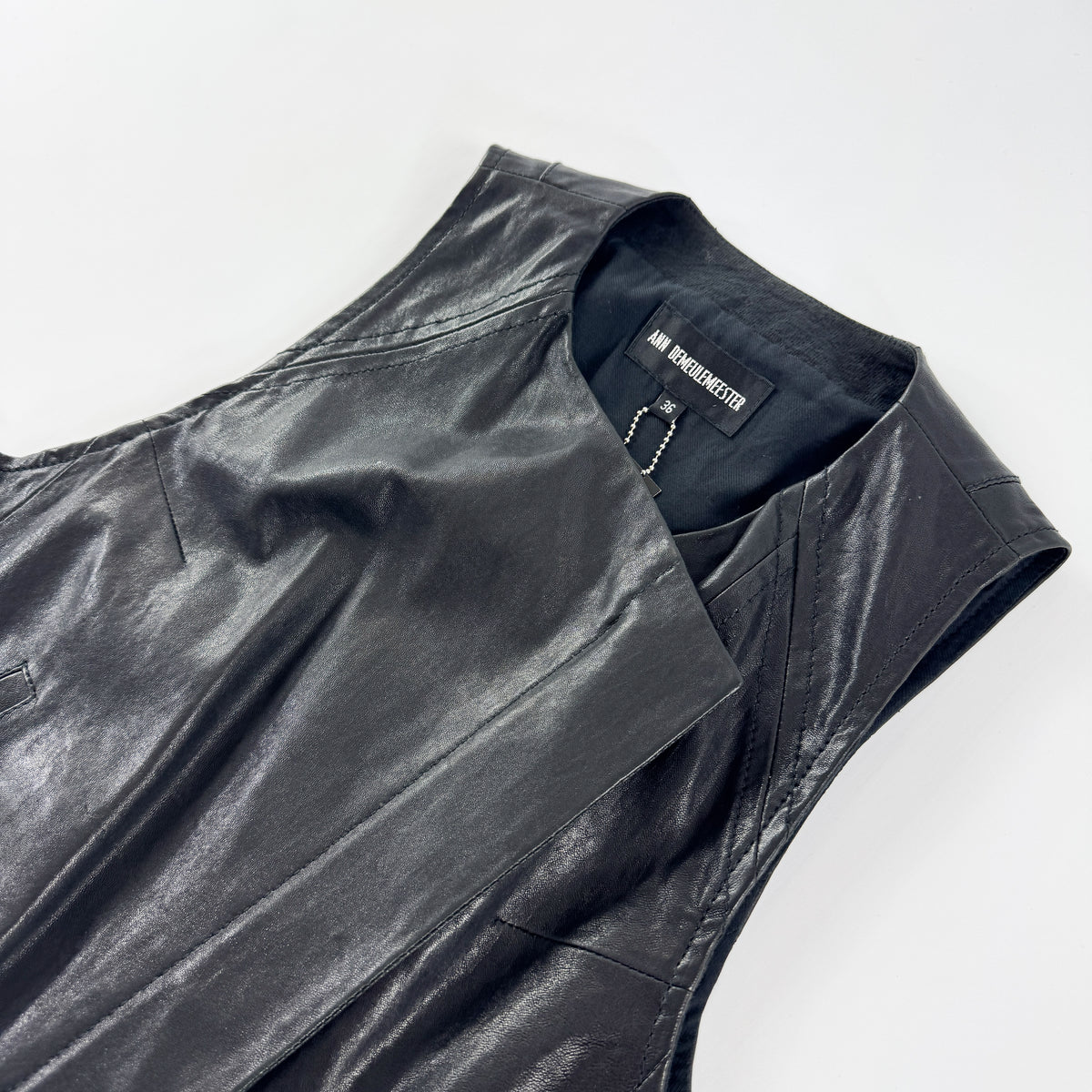 Ann Demeulemeester Asymmetrical Leather Biker Vest 2000s