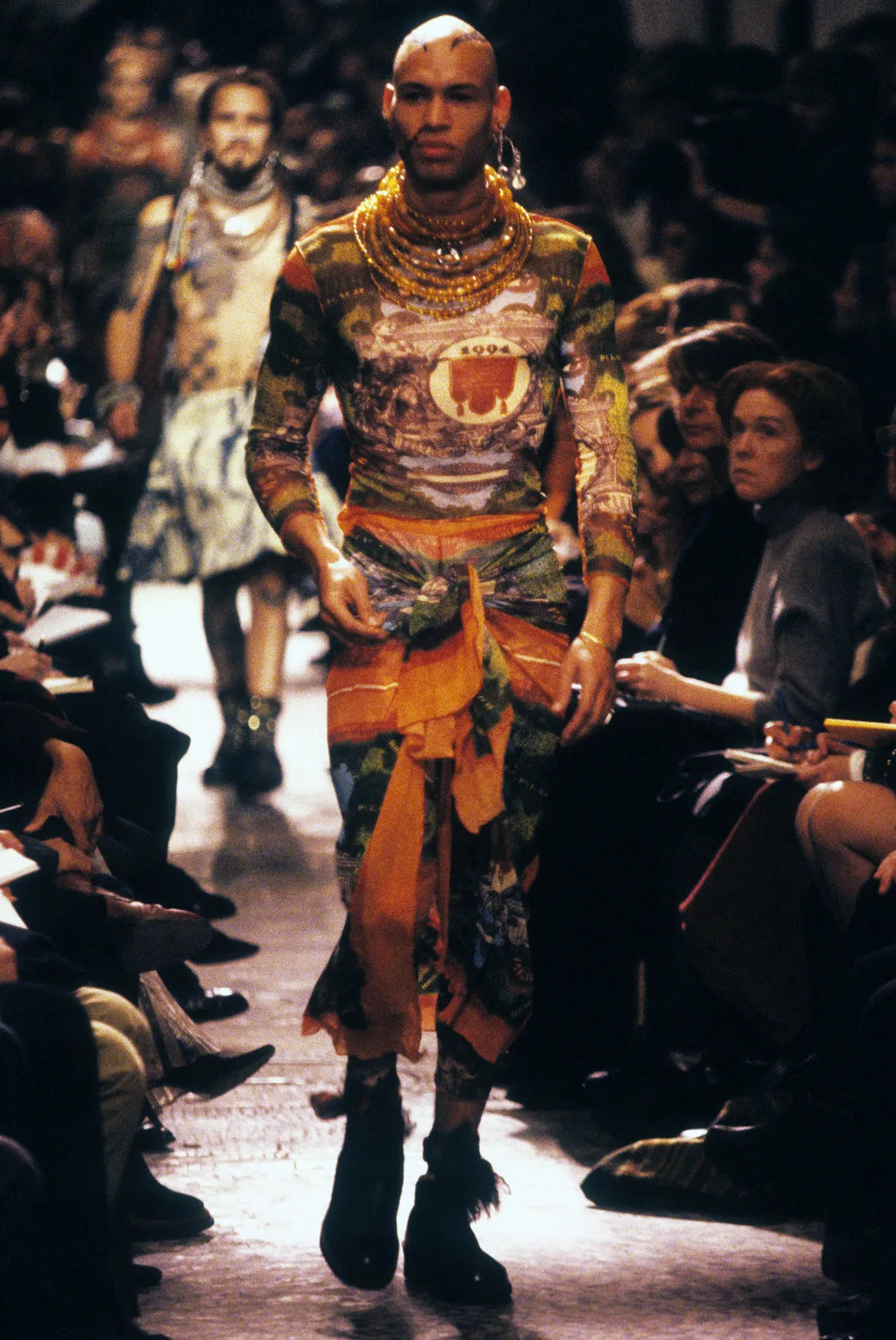 Jean Paul Gaultier Currency Patchwork Mesh Body Suit SS1994