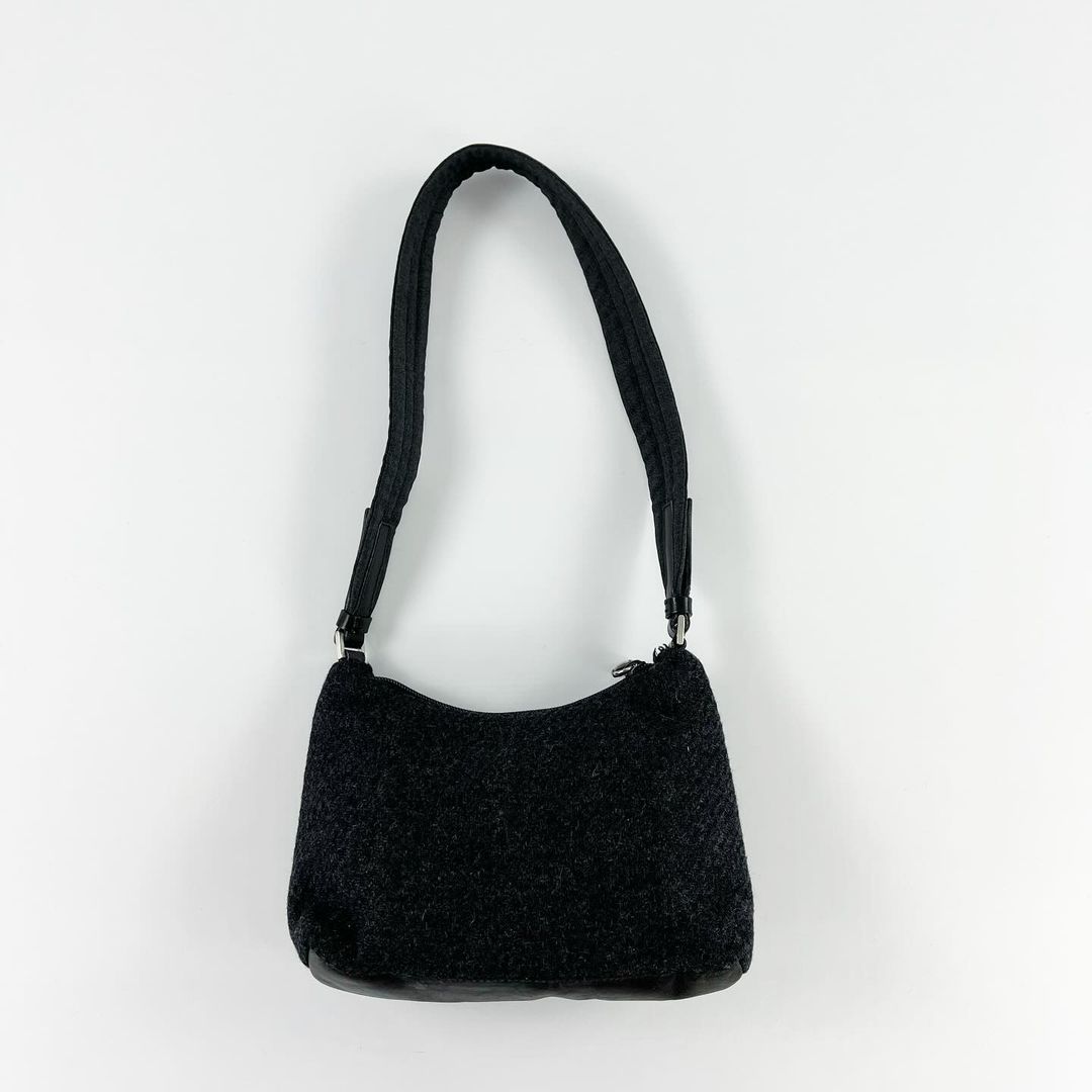 Prada Wool Knit Goat Fur Shoulder Bag FW1999