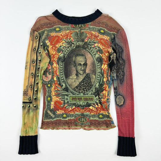 Jean Paul Gaultier Portrait Patchwork Mesh Long Sleeve SS1995