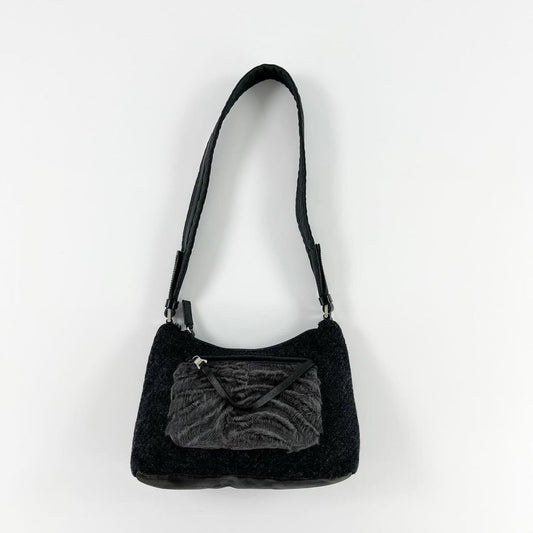 Prada Wool Knit Goat Fur Shoulder Bag FW1999